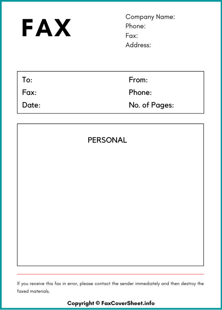 Free Fax Cover Sheet Template PDF & Mircosoft Word