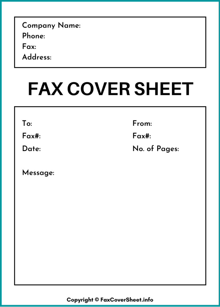 Generic fax cover sheet template printable in pdf