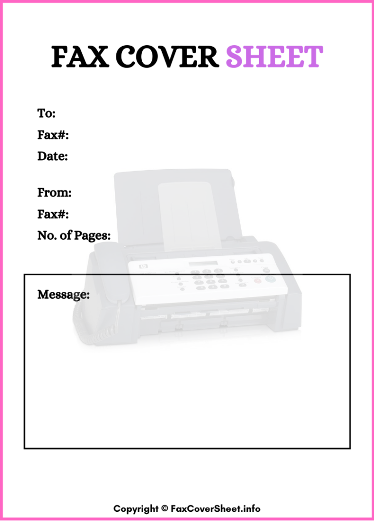 Standard Fax Cover Sheet Printable Template In PDF