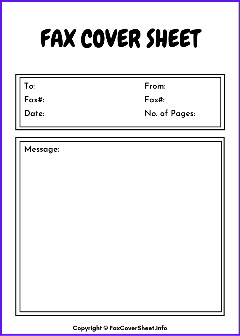 Generic Fax Cover Sheet Template Printable in PDF