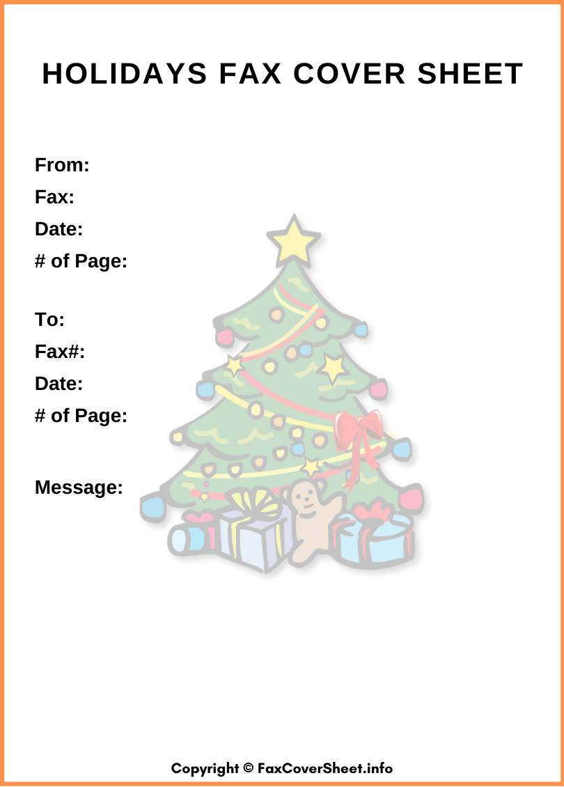 Holidays Free Fax Cover Sheet PDF