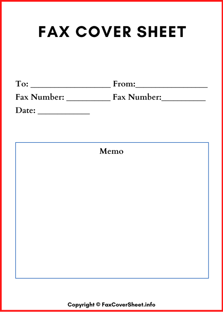 A black and white fillable fax cover sheet with sections for sender and recipient information, as well as a message and comments section