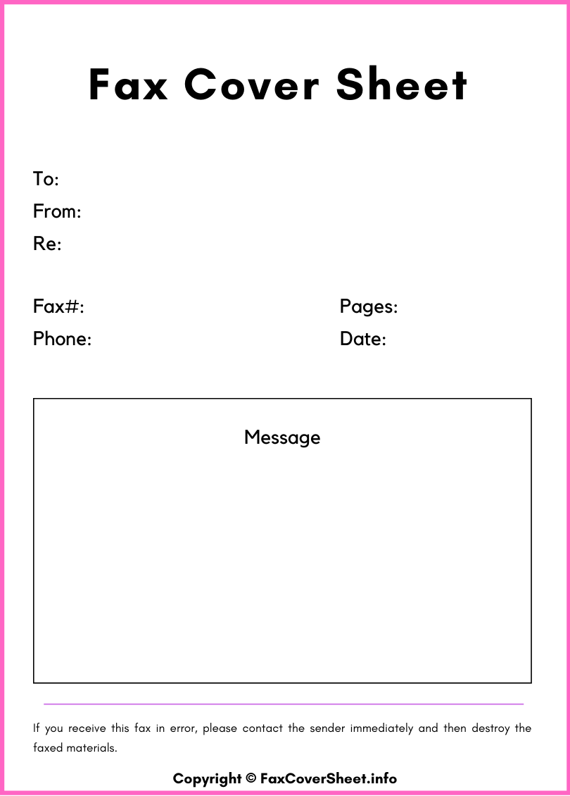 Printable Fax Cover Sheet Word