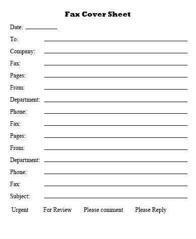 IRS Fax Cover Letter Template