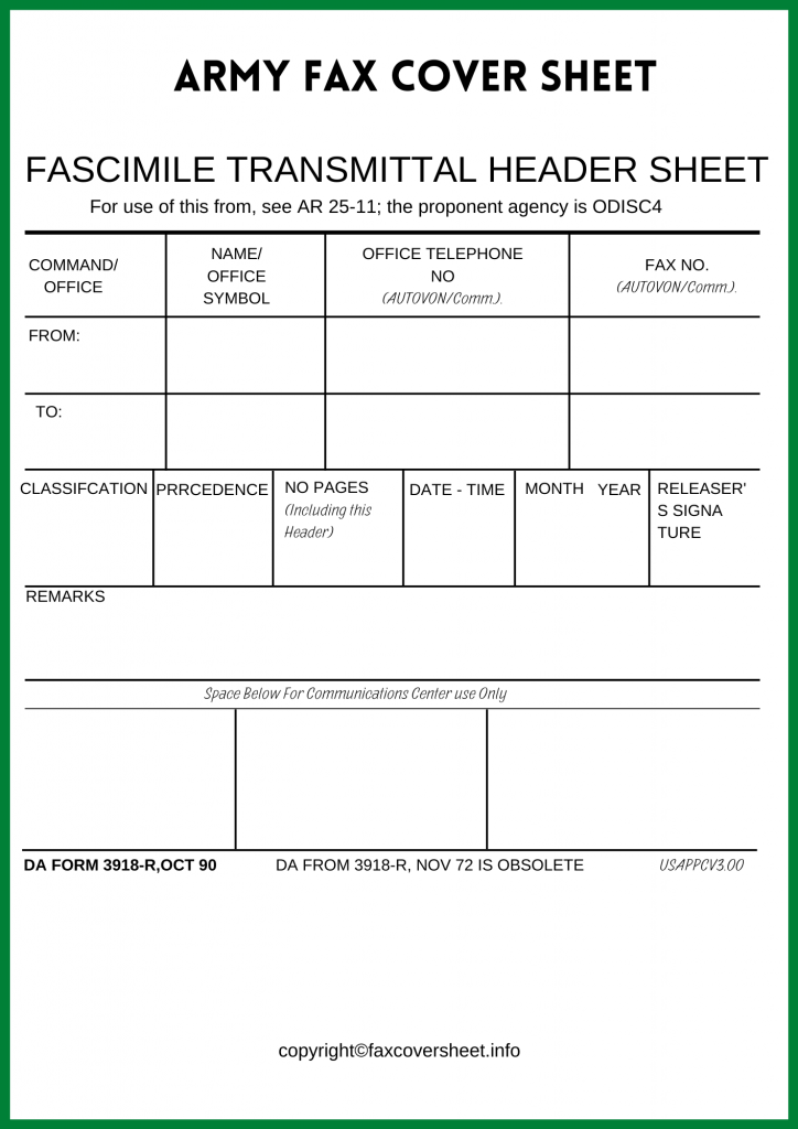 Army Fax Cover Sheet