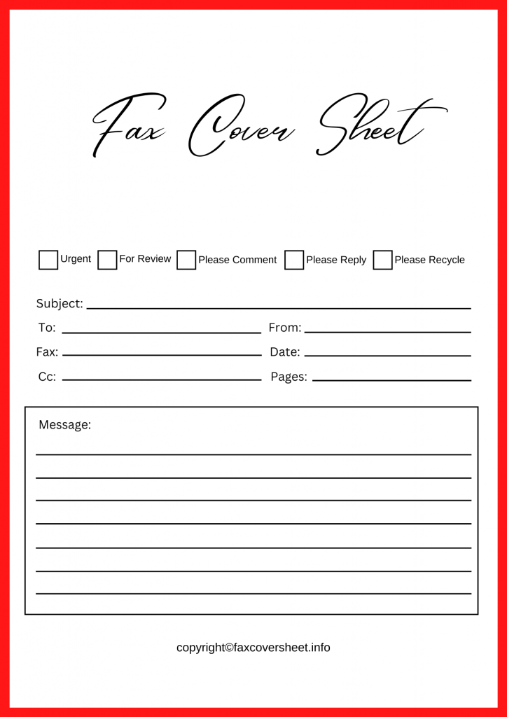 Attention Fax Cover Sheet