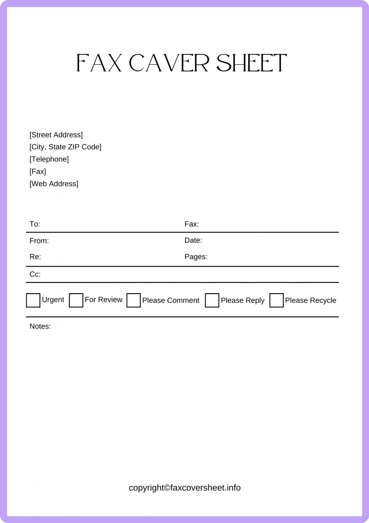 Downloadable Fax Cover Sheet