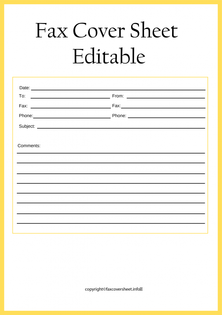 Editable Fax Cover Sheet Template