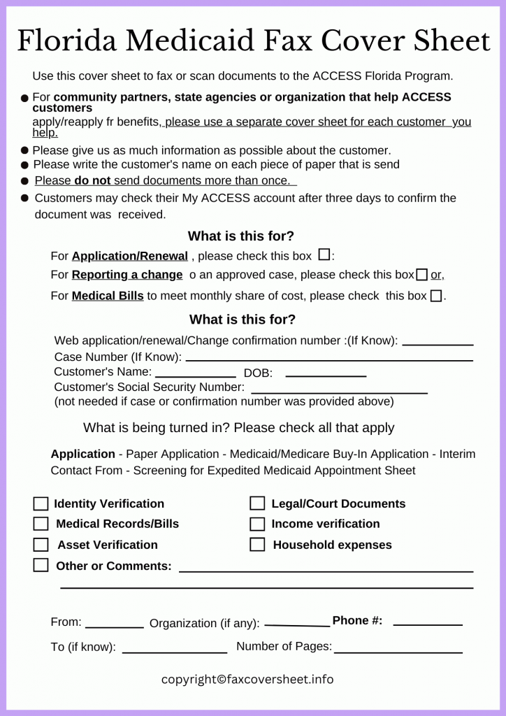 Florida Medicaid Fax Cover Sheet