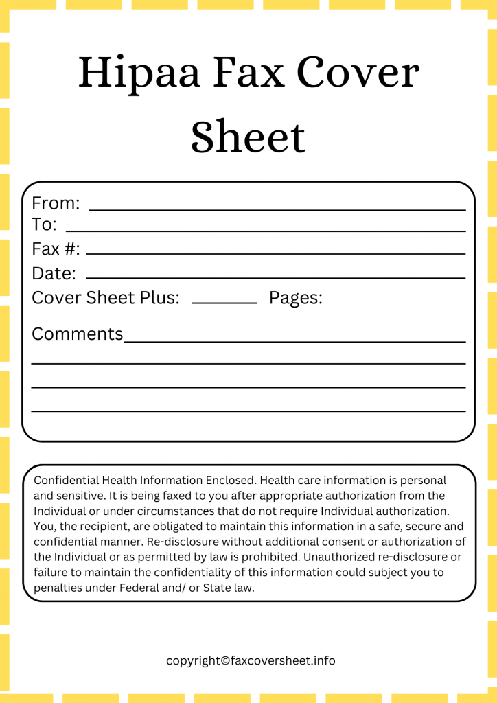 Hipaa Confidentiality Statement for Fax Cover Sheet