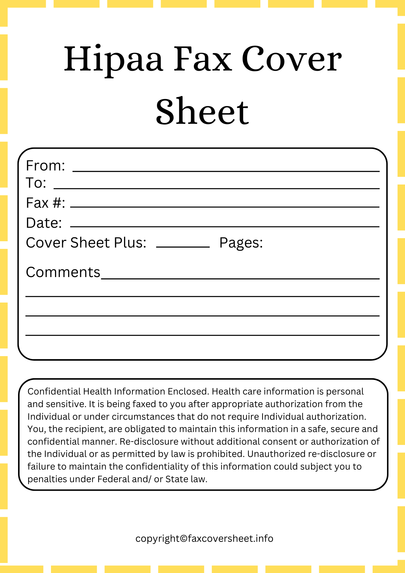 HIPAA Fax Cover Sheet Templates - Hipaa Confidentiality Statement For Fax Cover Sheet 