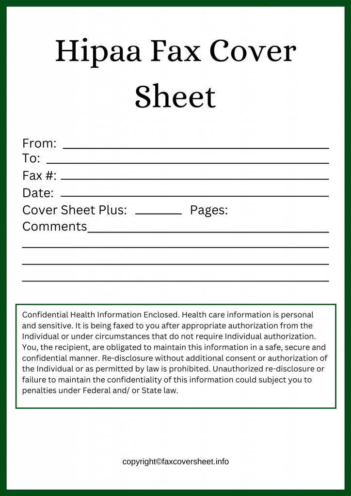 Hipaa Fax Cover Sheet Templates Printable in PDF & Word