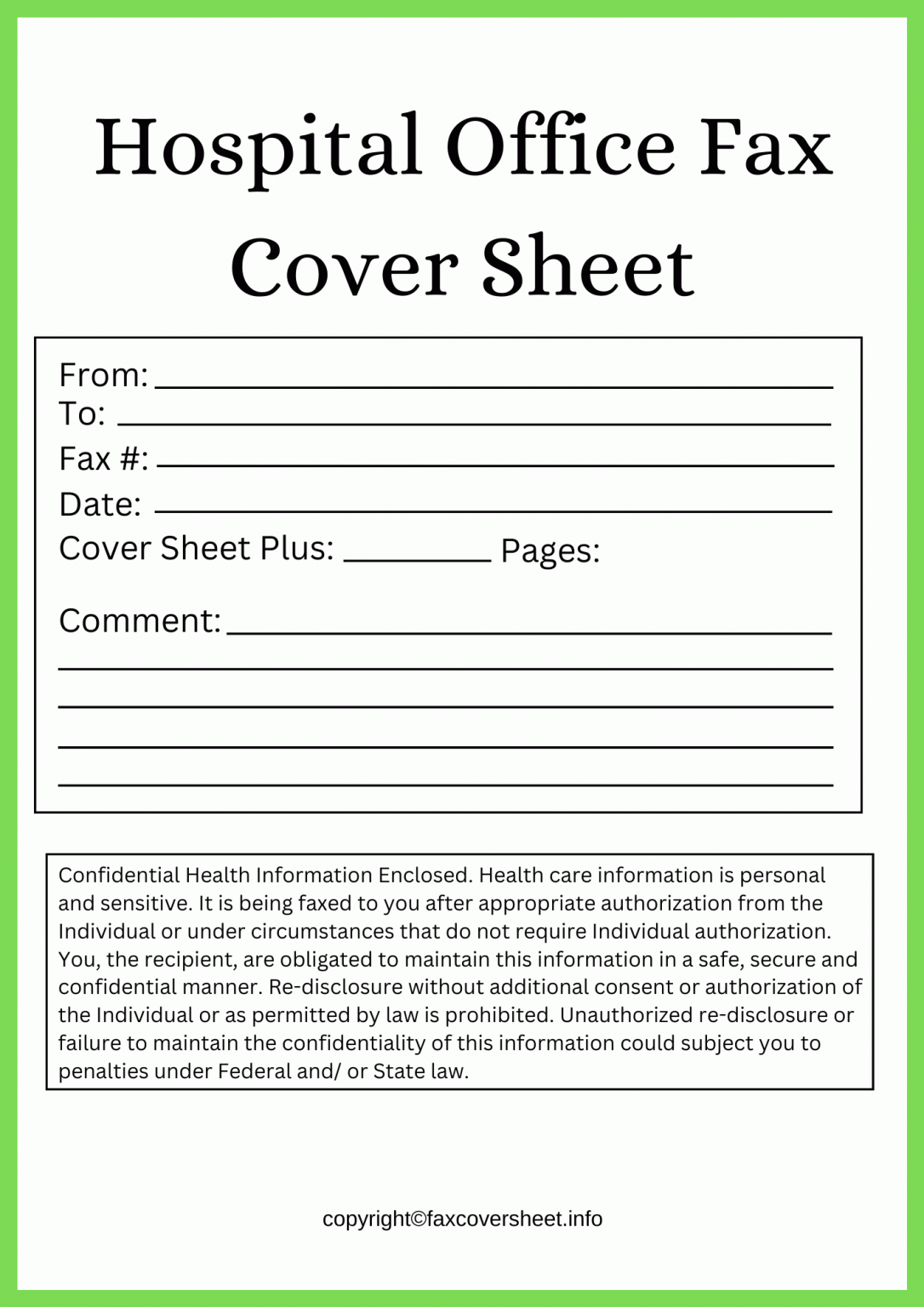 Hospital Fax Cover Sheet Template Printable In Pdf And Word 1960