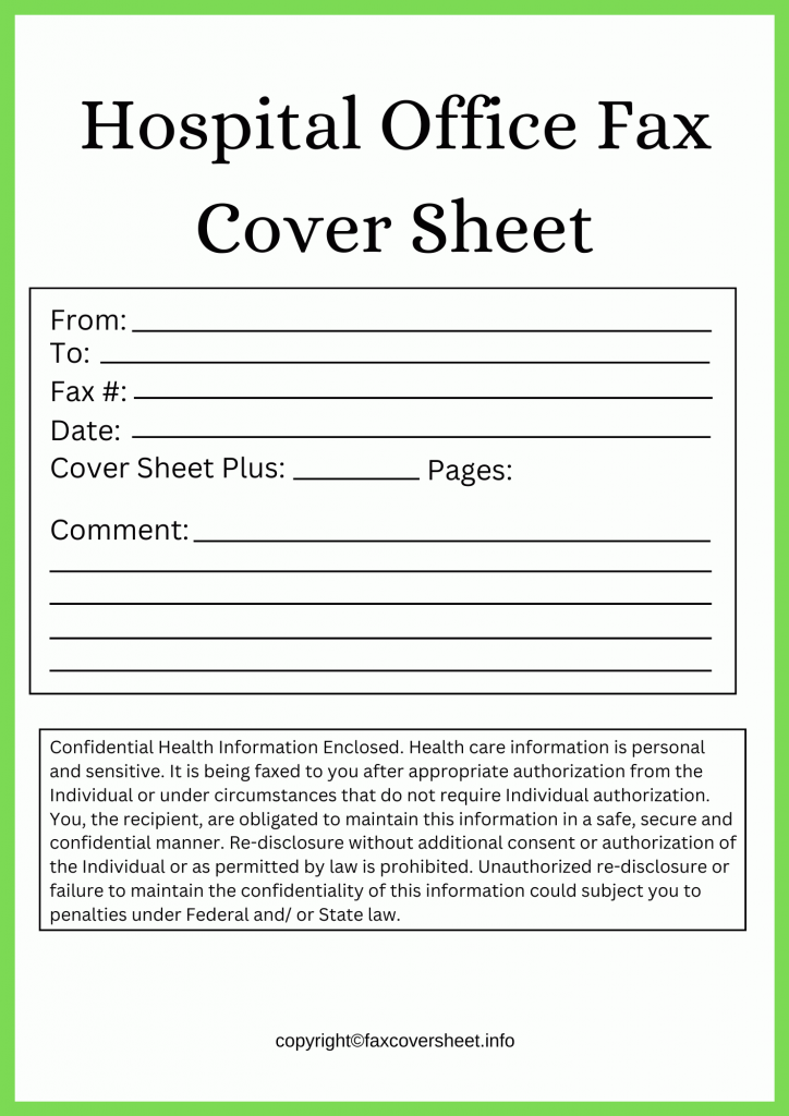 Hospital Fax Cover Sheet Template Printable in PDF & Word