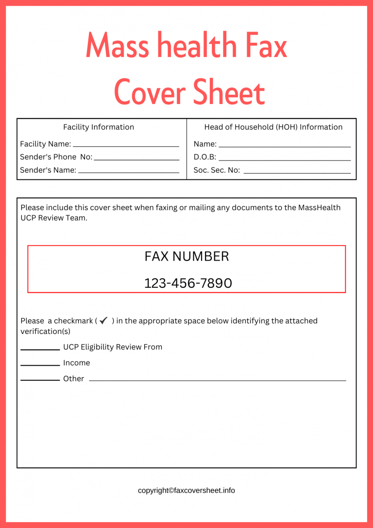 Masshealth Fax Cover Sheet Templates Printable In Pdf And Word 