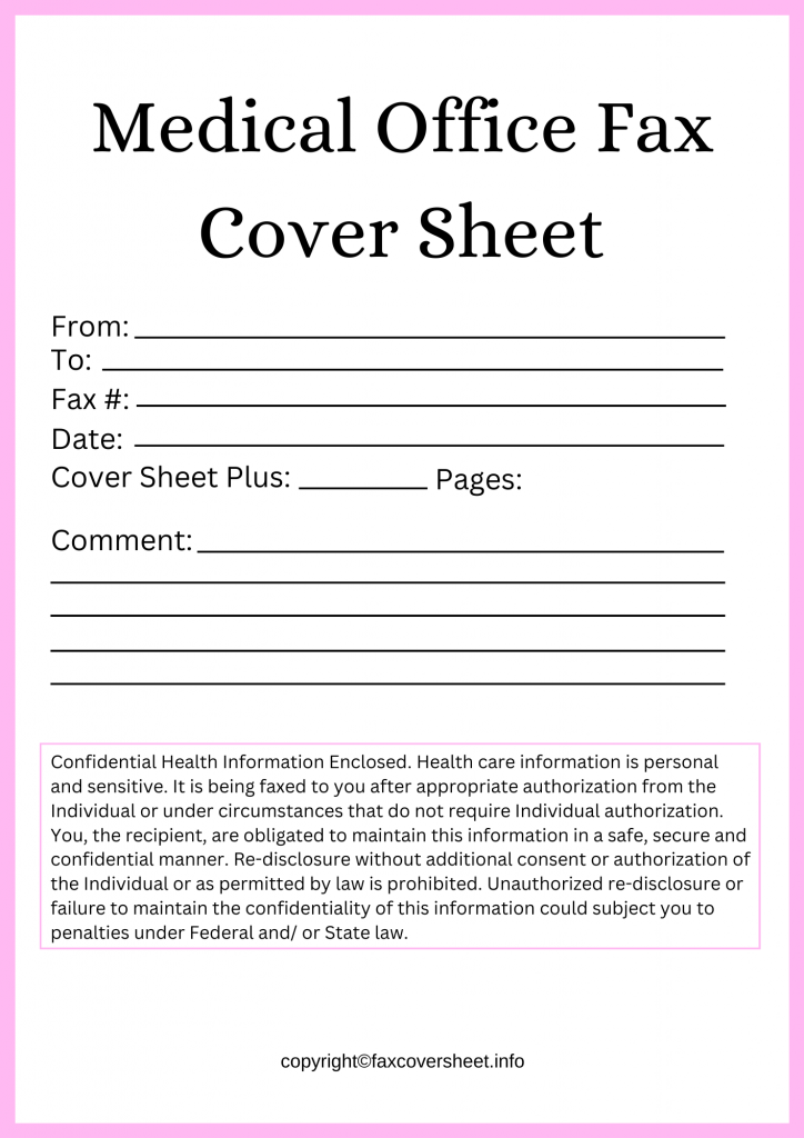 Medical Office Fax Cover Sheet Template