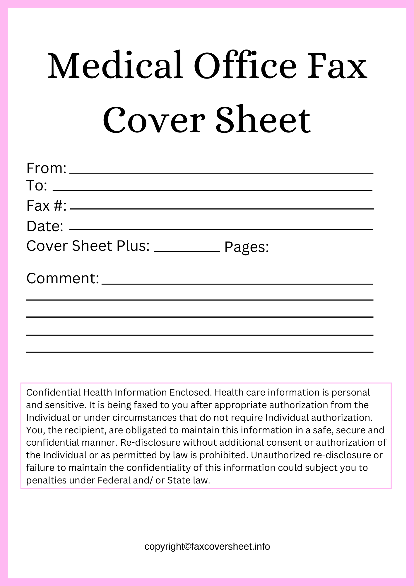 Medical Office Fax Cover Sheet Template in PDF & Word