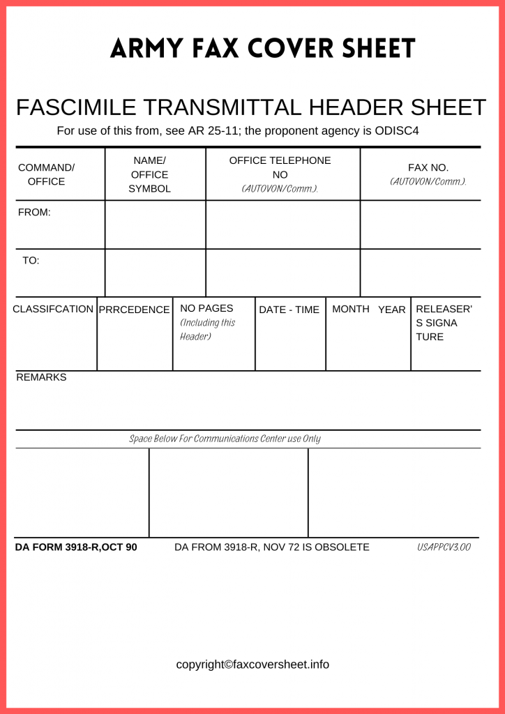 Printable Army Fax Cover Sheet
