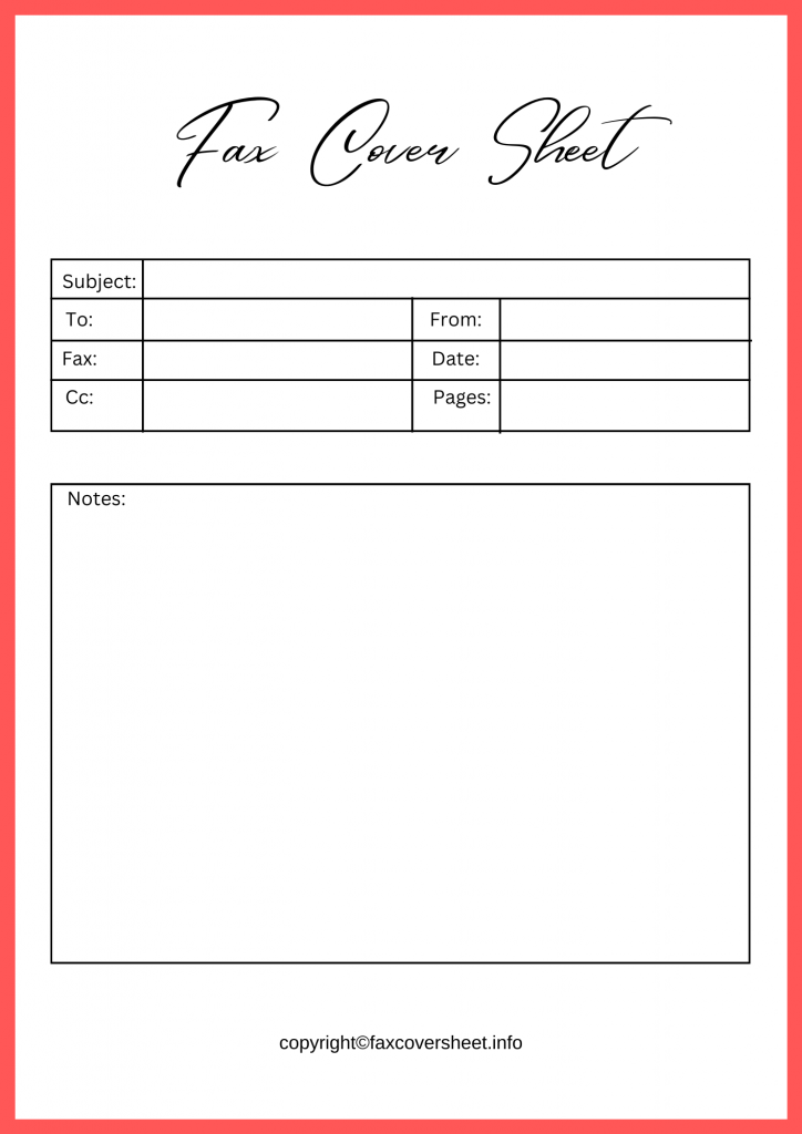 Printable Attention Fax Cover Sheet