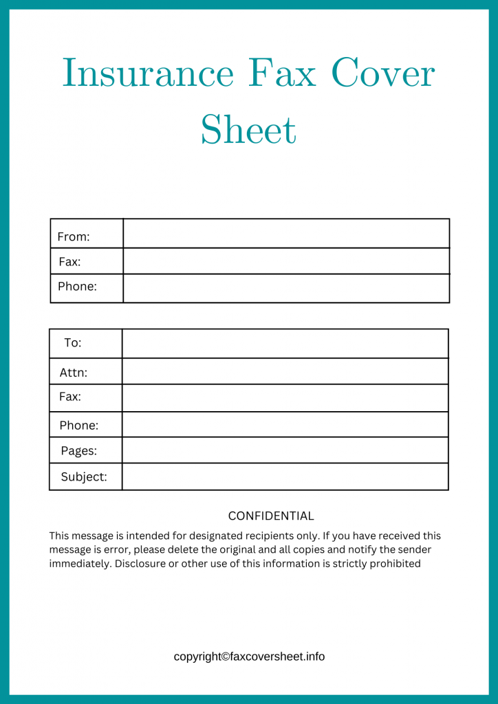 Printable Insurance Fax Cover Sheet