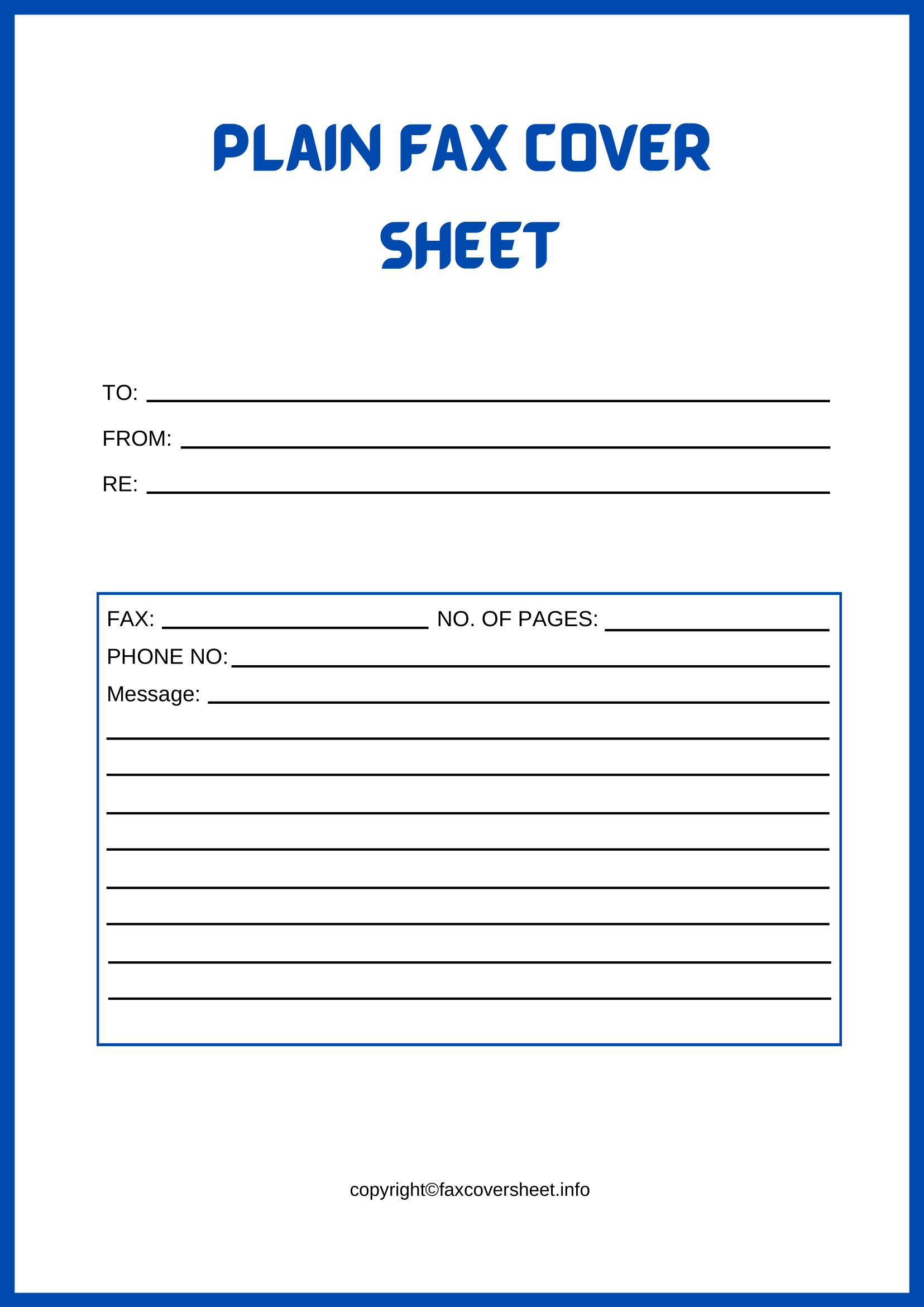 Printable Plain Fax Cover Sheet