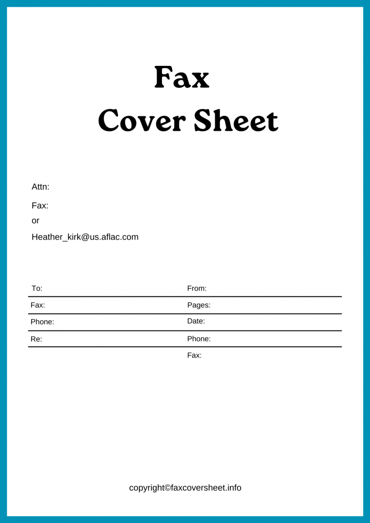 Aflac Fax Cover Sheet