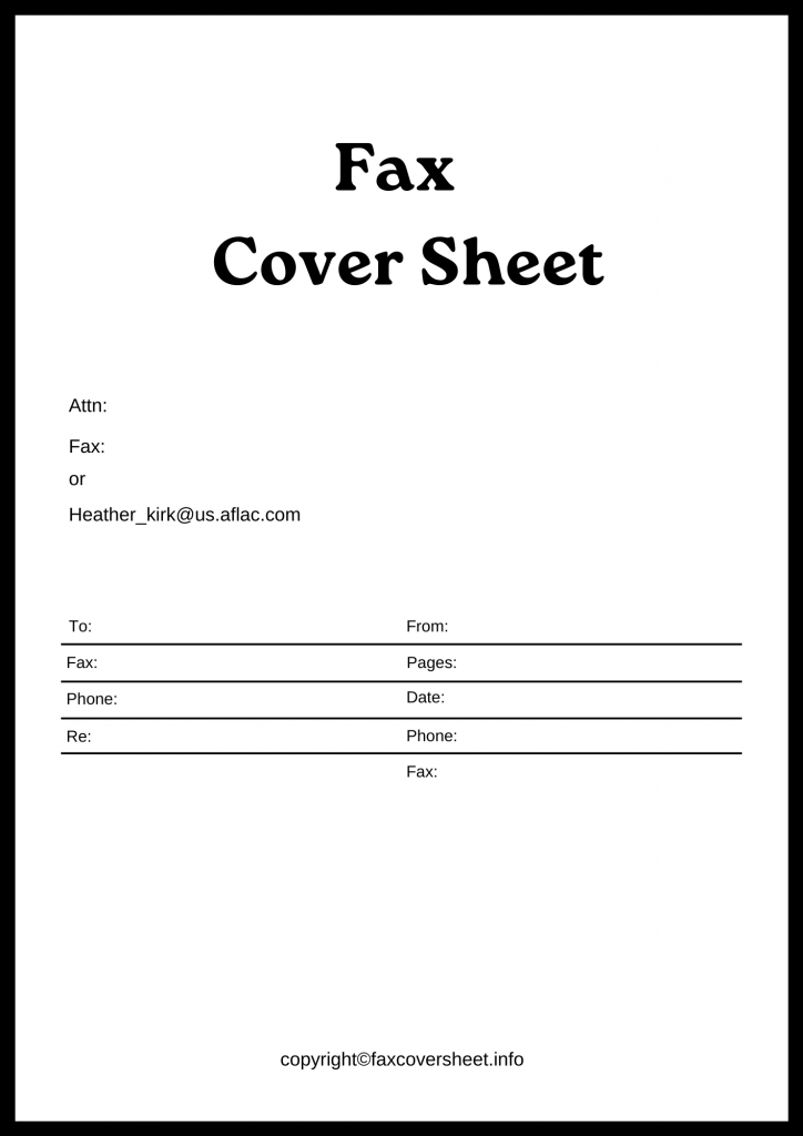 Aflac Fax Cover Sheet Templates Printable in PDF & Word
