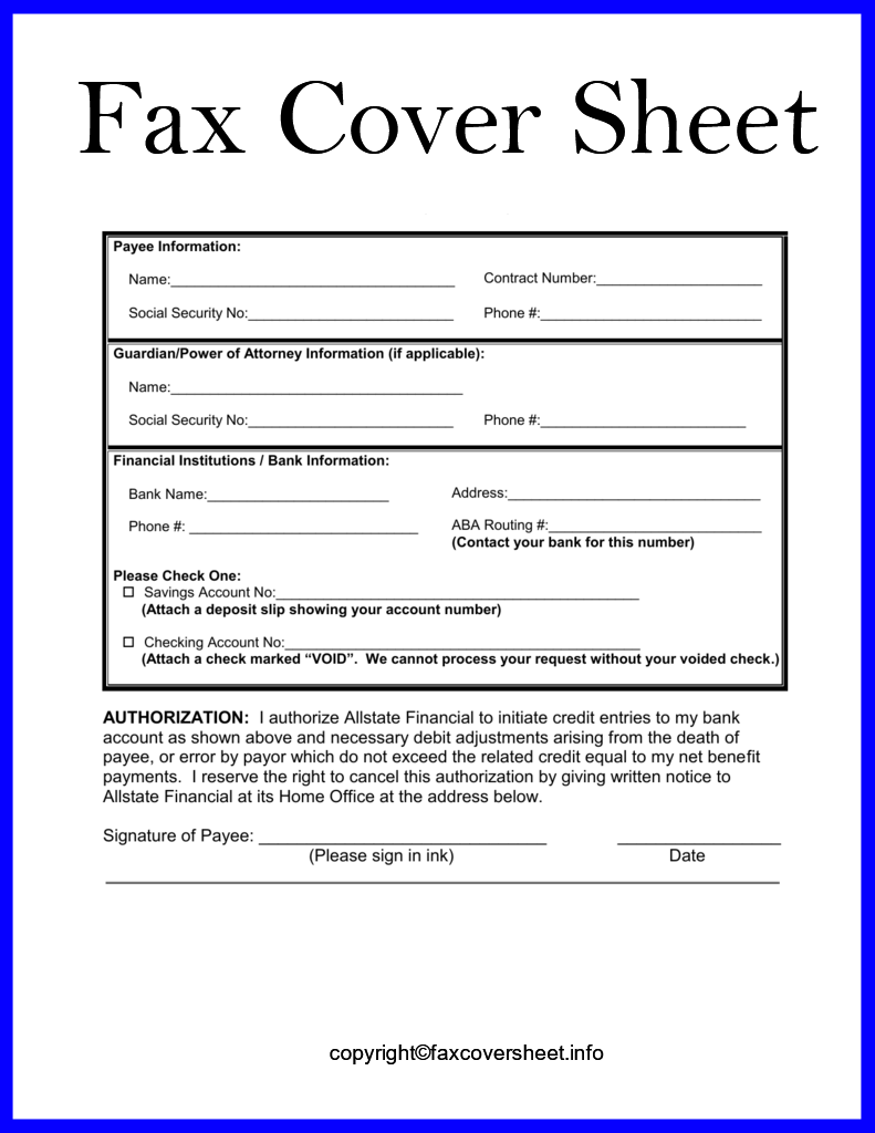 Allstate Fax Cover Sheet