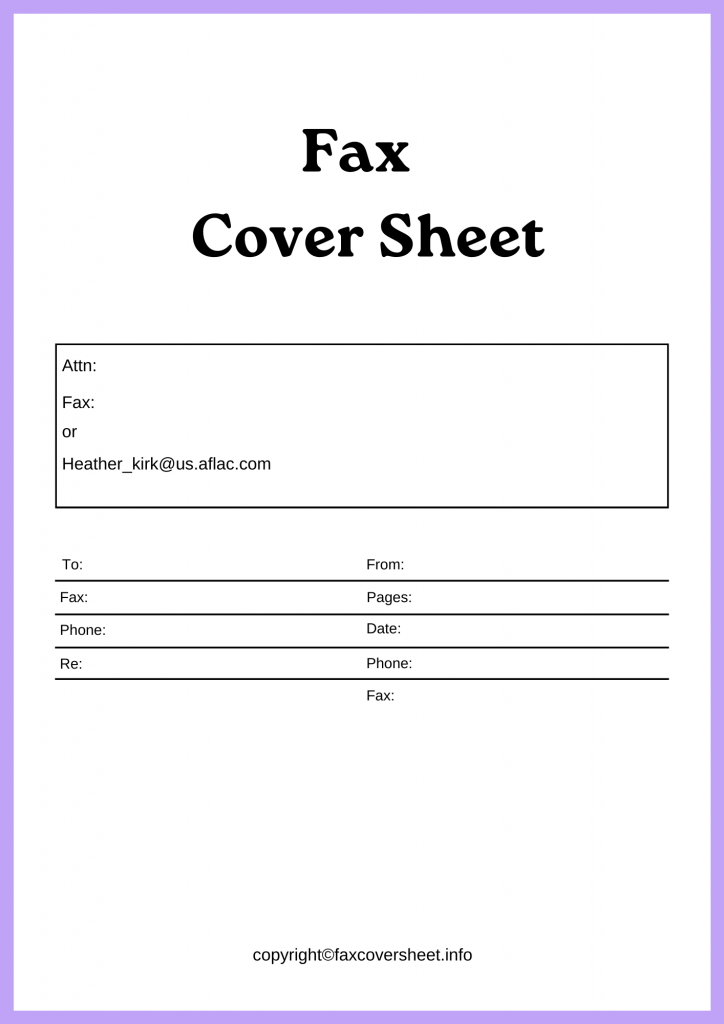 Free Aflac Claims Fax Cover Sheet Template