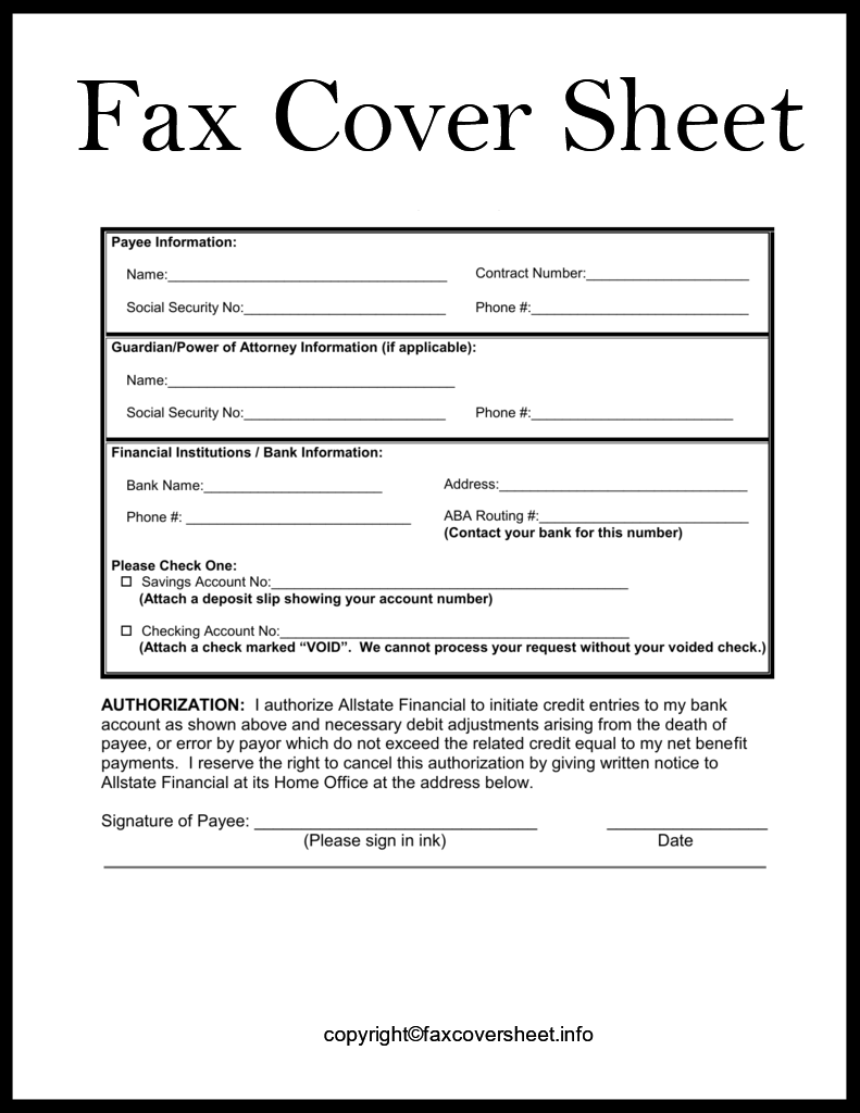 Free Allstate Fax Cover Sheet Template in PDF