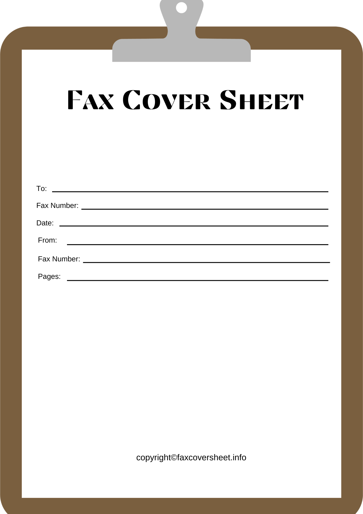 Clipboard Fax Cover Sheet Printable Template in PDF