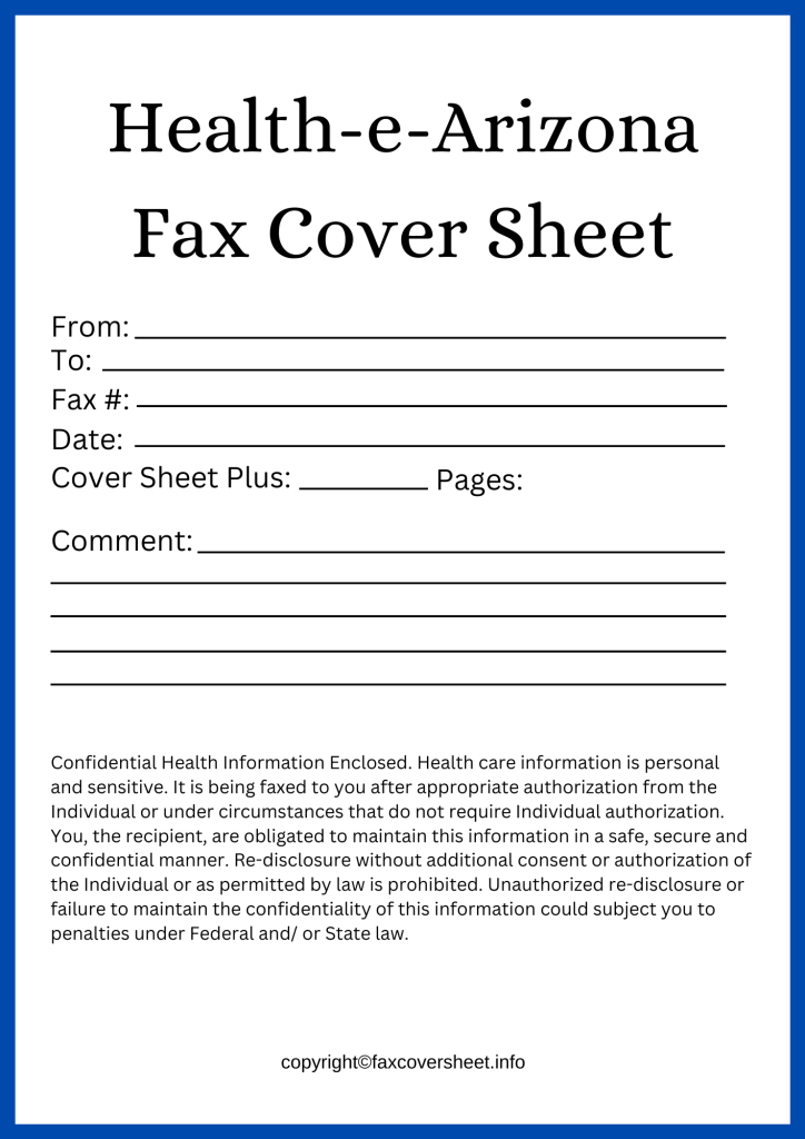 Free Health-e-Arizona Plus Fax Cover Sheet Template in PDF