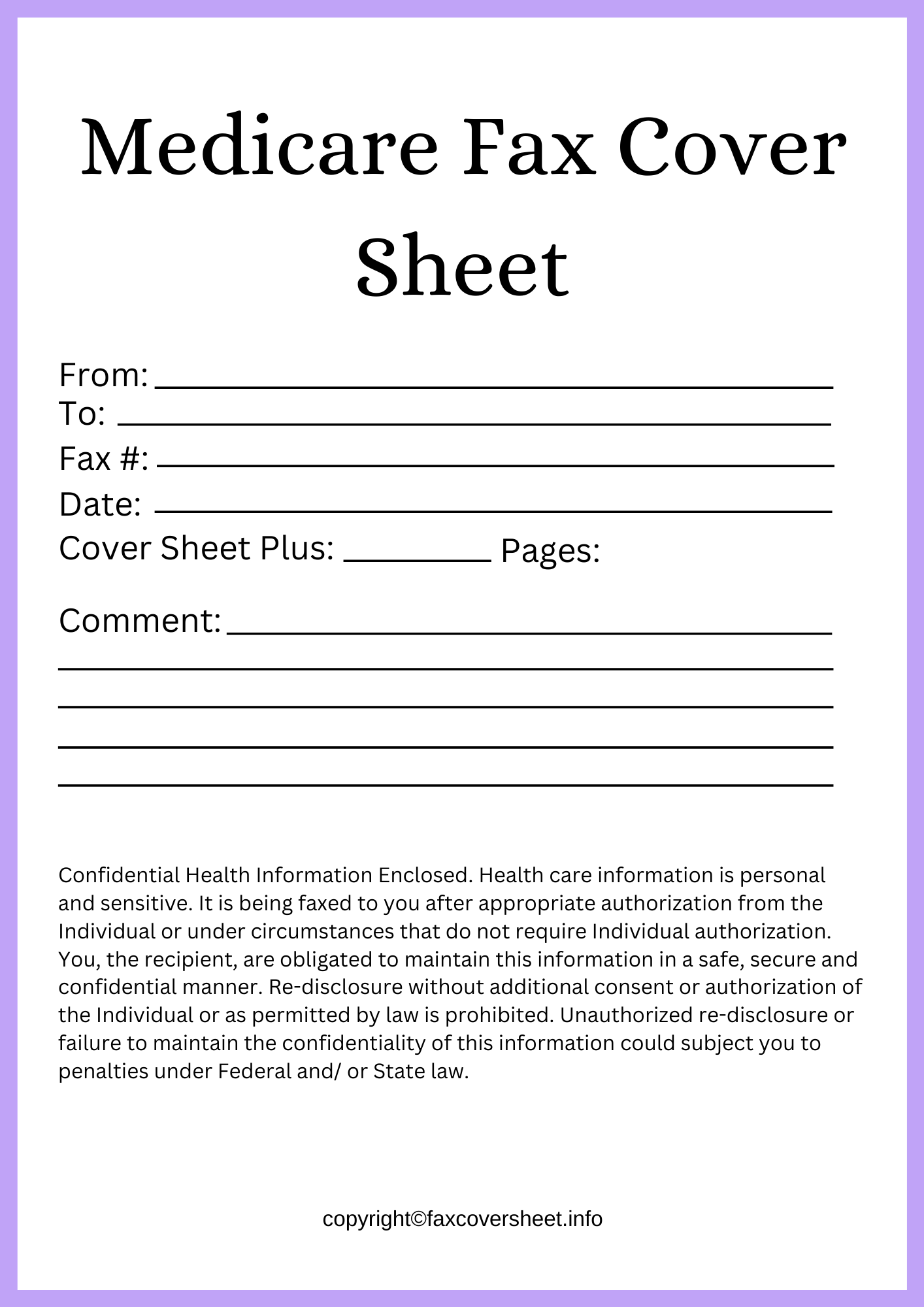 Medicare Fax Cover Sheet Templates Printable In PDF & Word