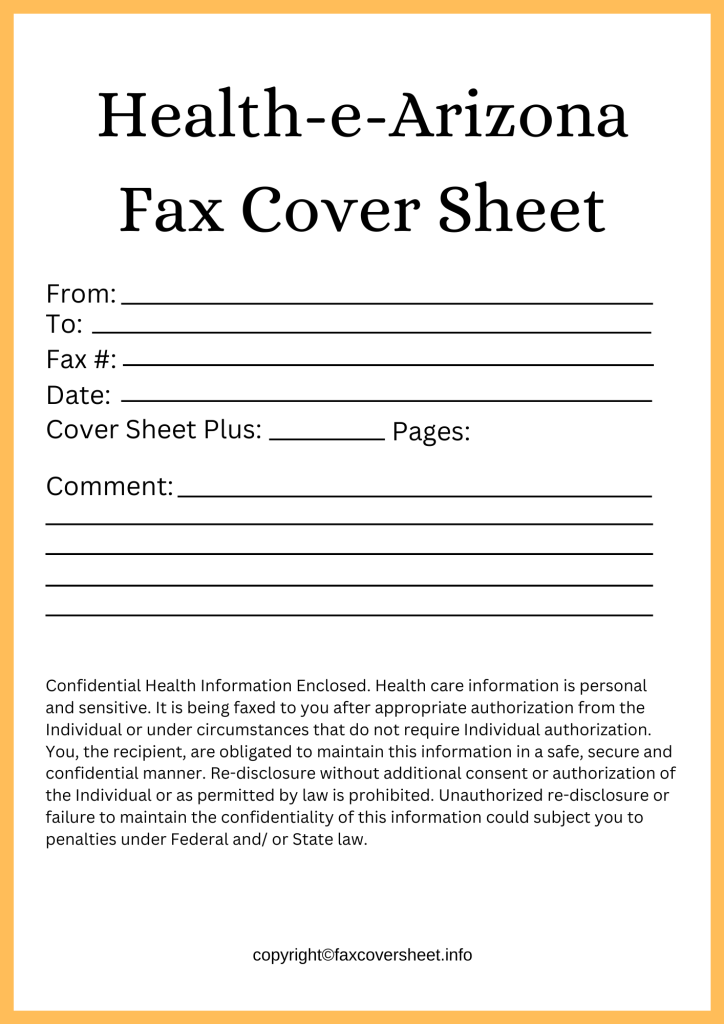 Health-e-Arizona Fax Cover Letter Template