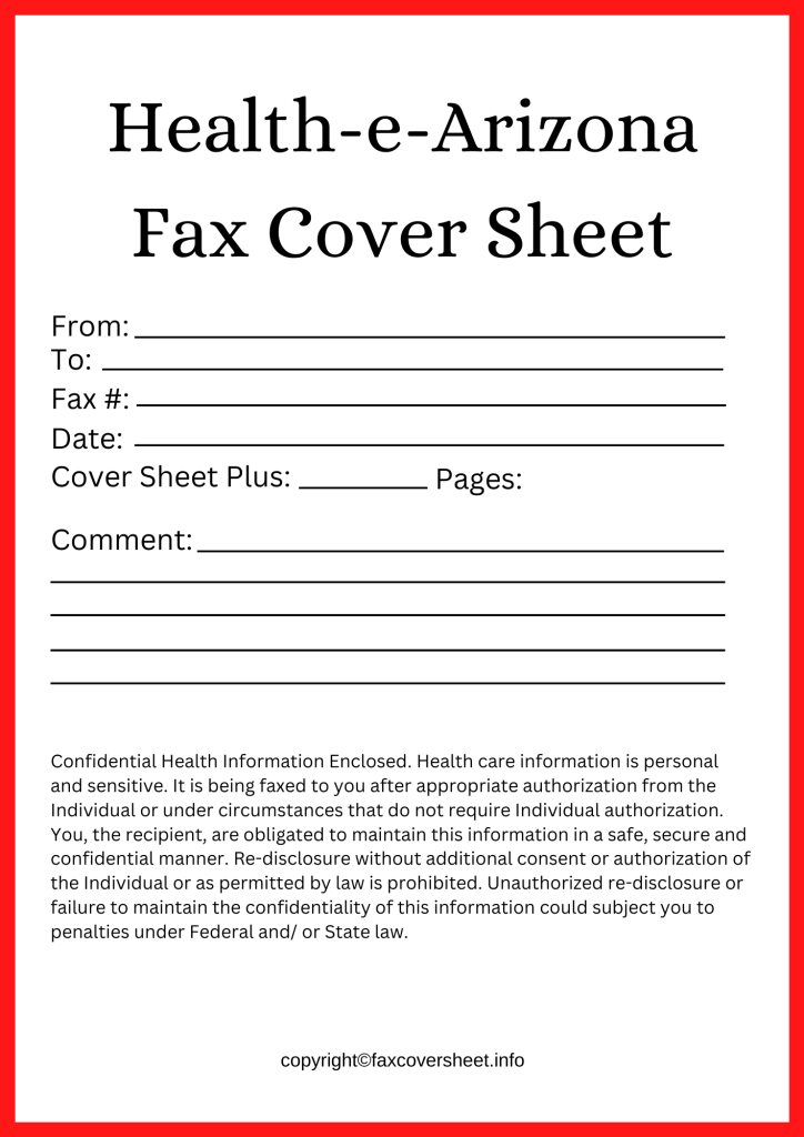 Health-e-Arizona Fax Cover Sheet