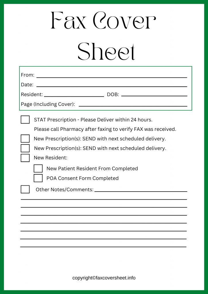 Pharmacy Fax Cover Sheet