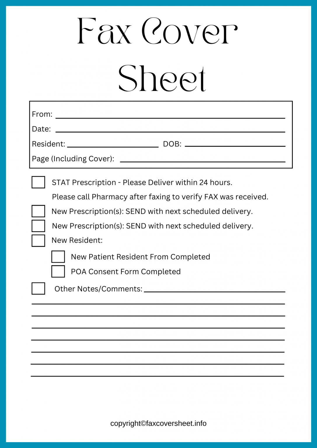 Pharmacy Fax Cover Sheet Printable Templates in PDF & Word