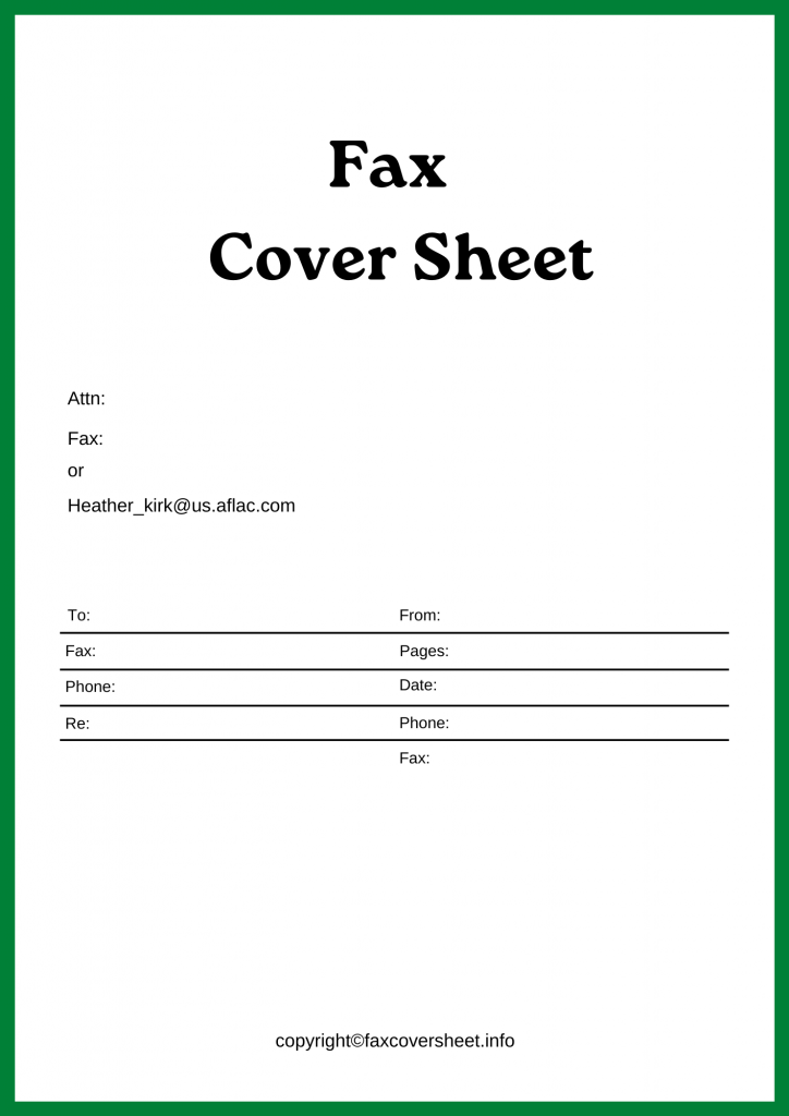 Printable Aflac Fax Cover Sheet