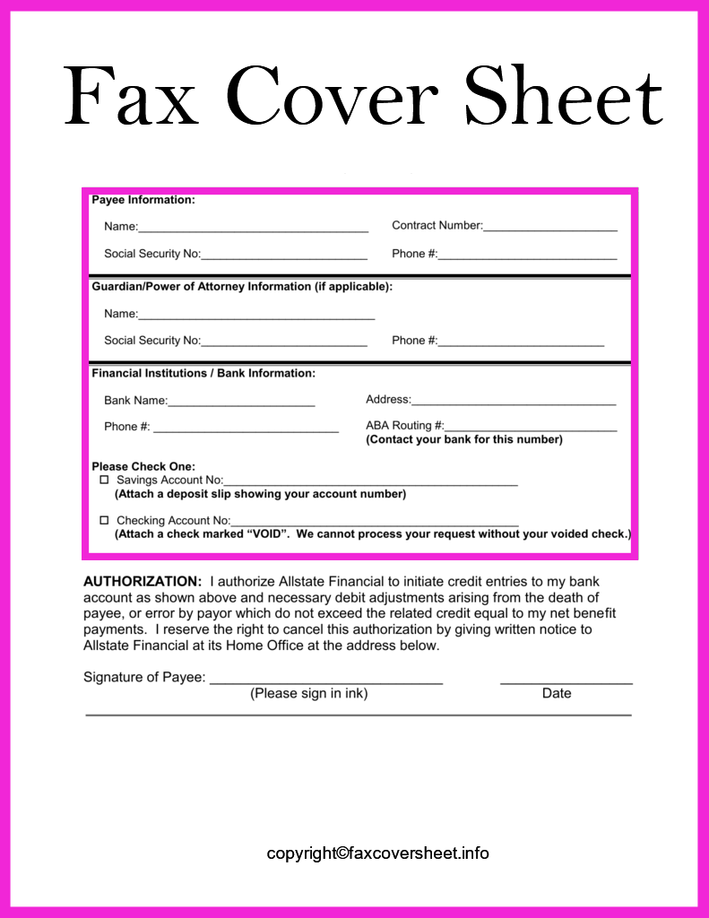 Printable Allstate Fax Cover Sheet