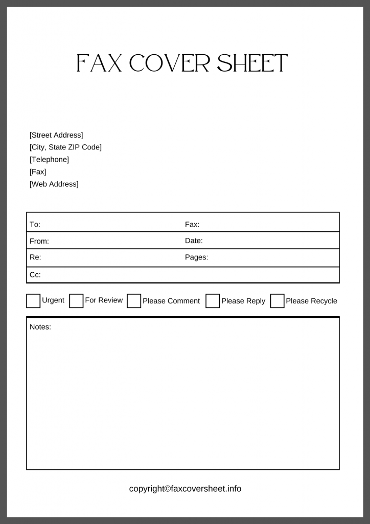 Printable Company Fax Cover Sheet in Word
