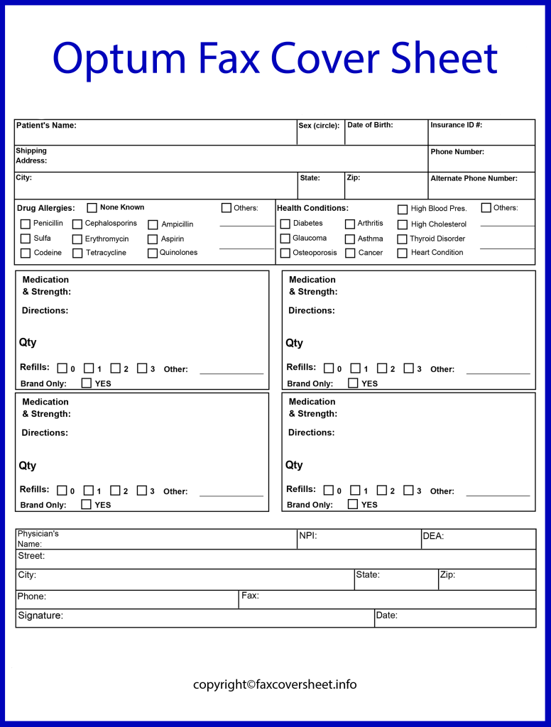 Printable Optum Fax Cover Sheet in Word