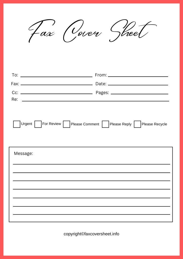 Printable Universal Fax Cover Sheet in Word