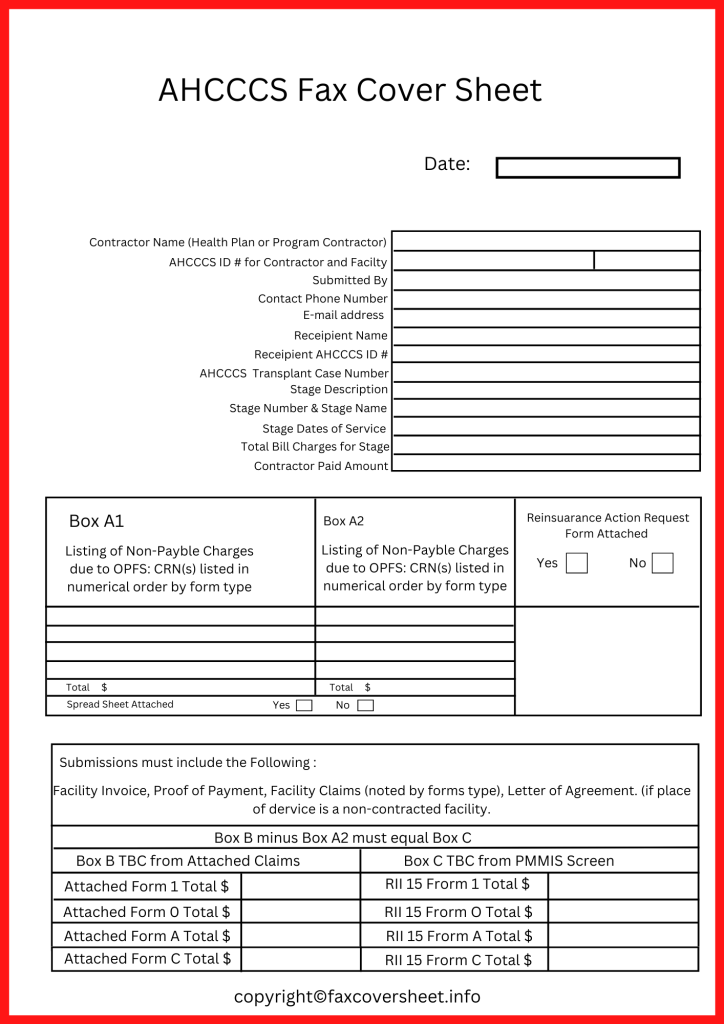 AHCCCS Fax Cover Sheet