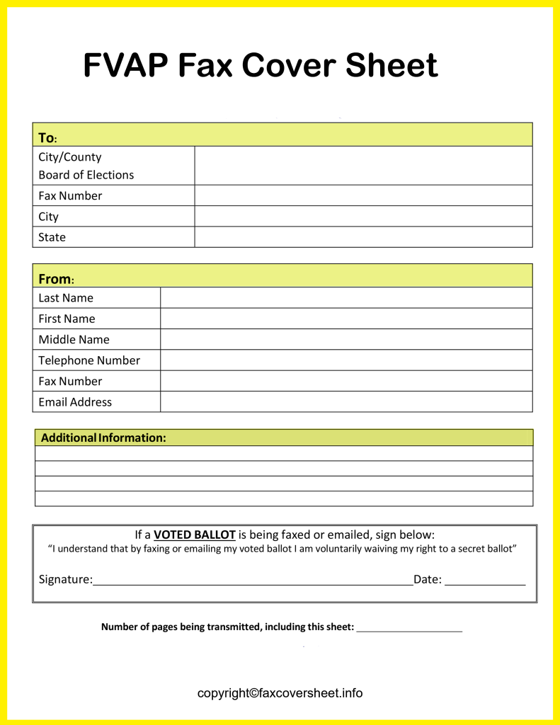 Free FVAP Fax Cover Sheet Template PDF