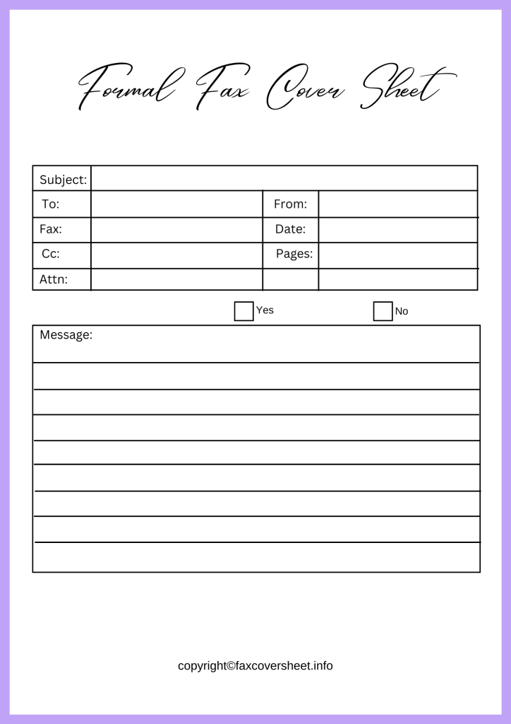Free Formal Fax Cover Sheet Template in PDF