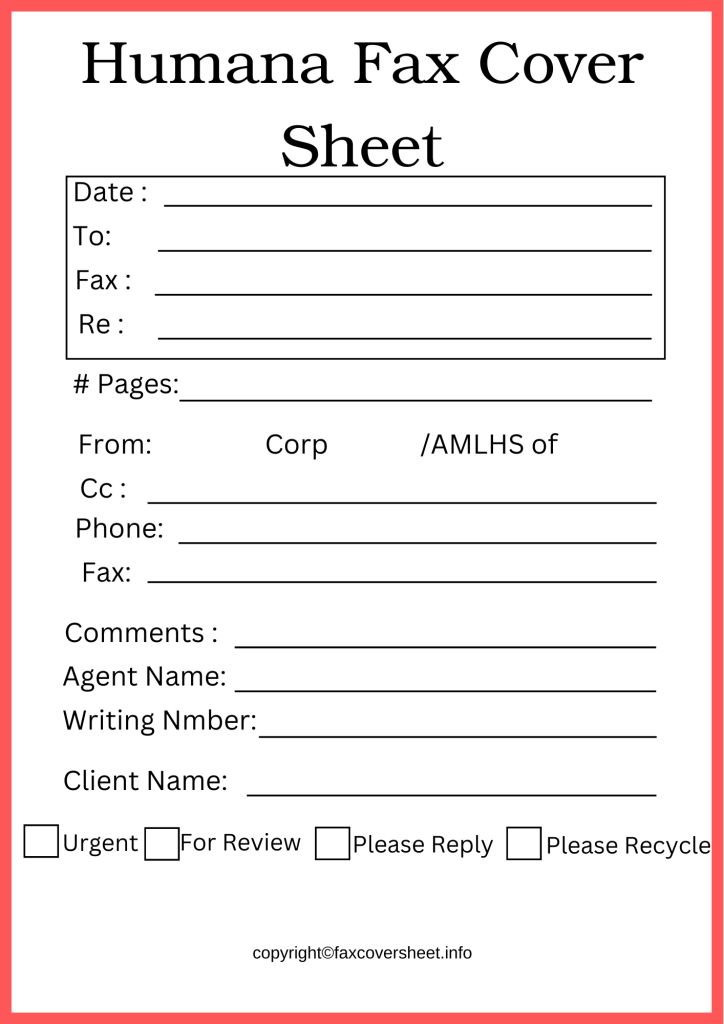 Free Humana Medicare Fax Cover Sheet Template PDF