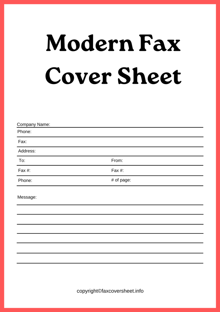 Free Modern Fax Cover Sheet Template in PDF