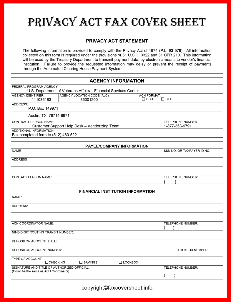 Free Privacy Act Fax Cover Sheet Template in PDF