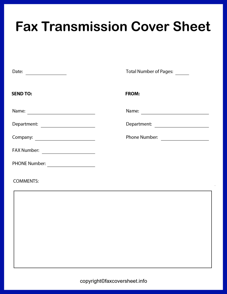 Fax Transmission Cover Sheet Template Printable in PDF