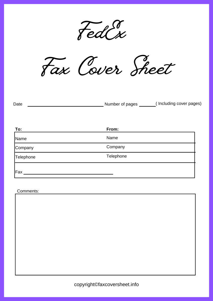 Printable FedEx Fax Cover Sheet